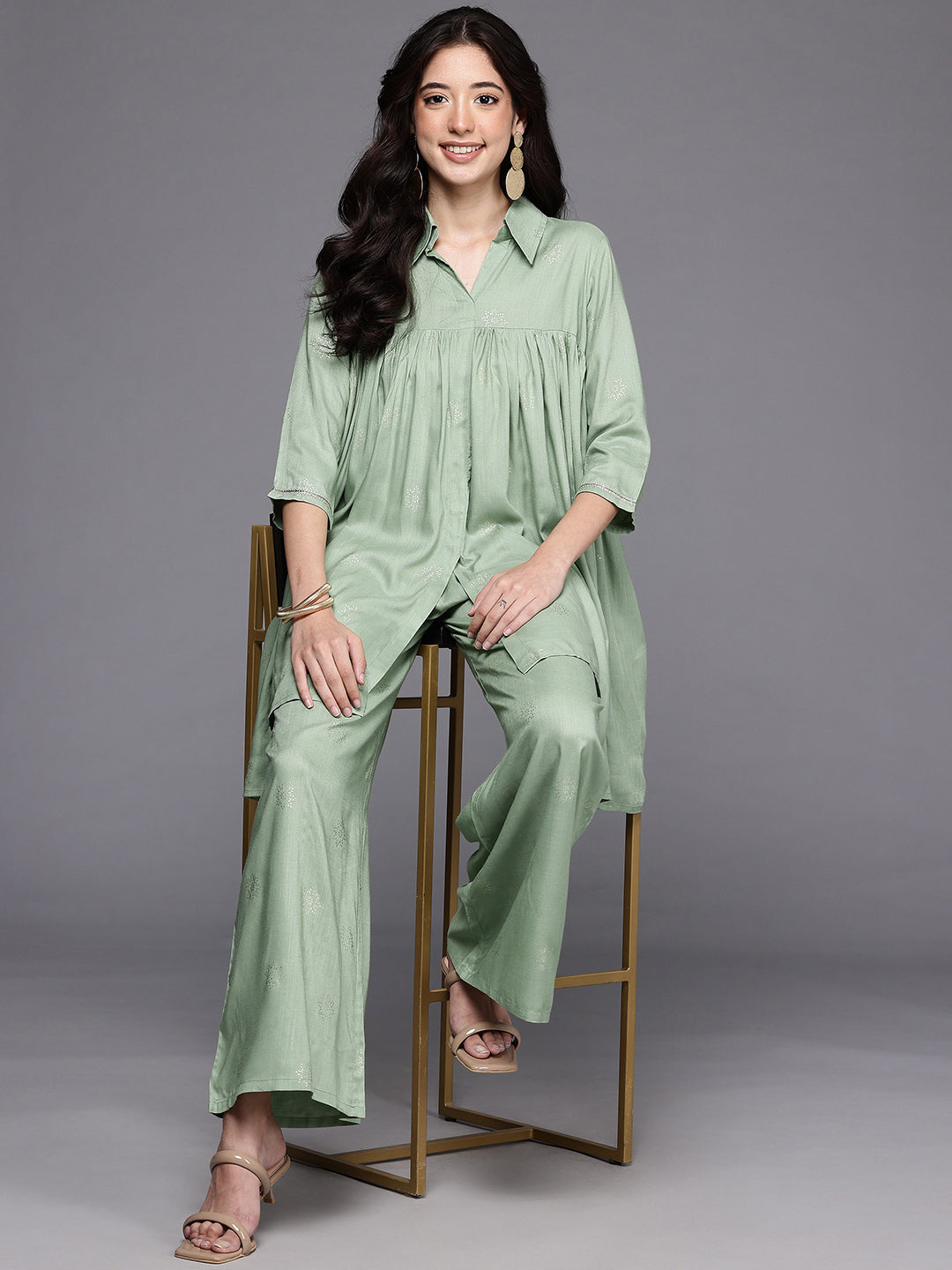 Women's Green Westren Co-ords-AHTUPZ-COMBO-1129