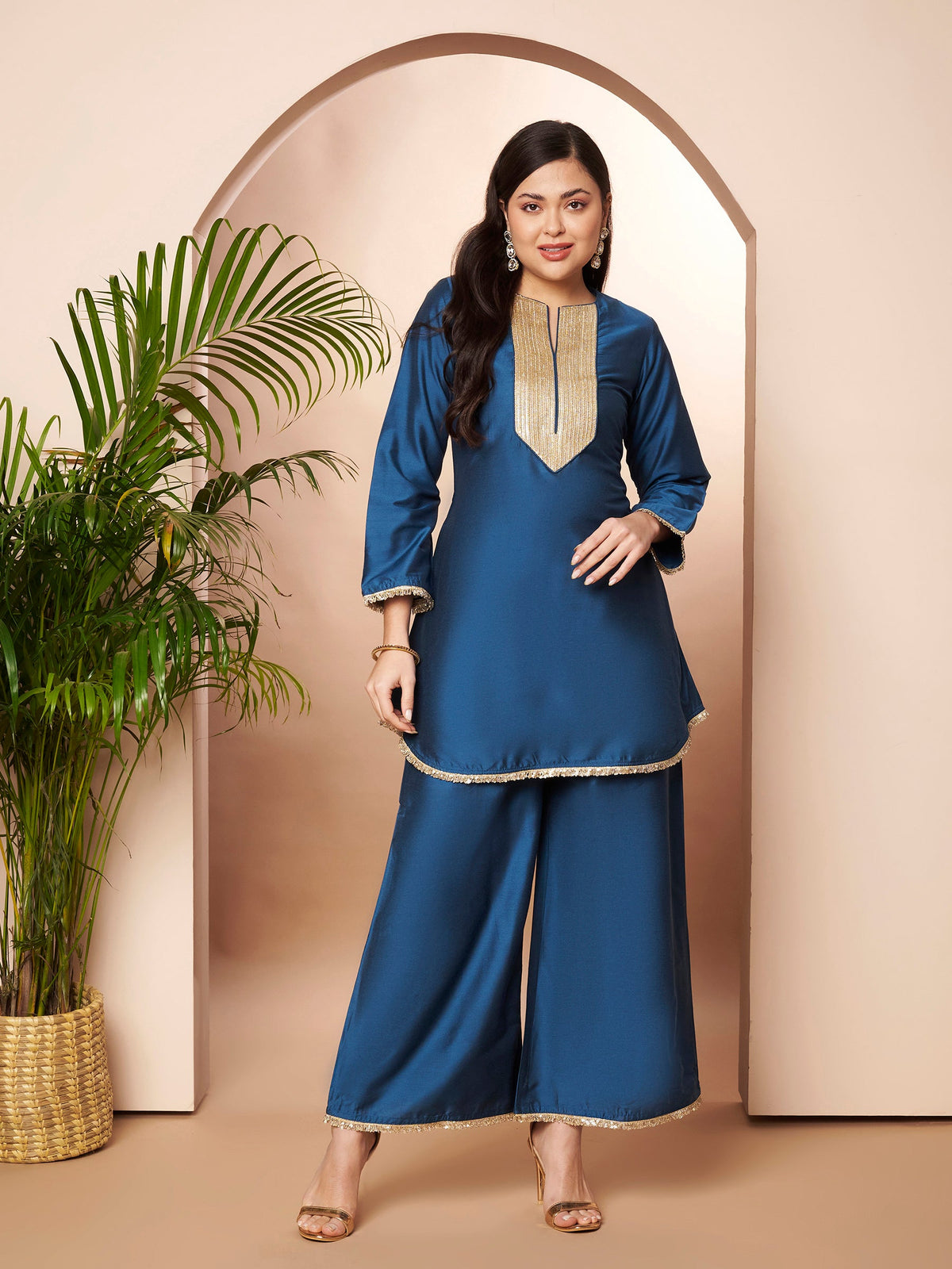 Women's BlueTraditional Wear Co-ords-AHTUPZ-COMBO-1168