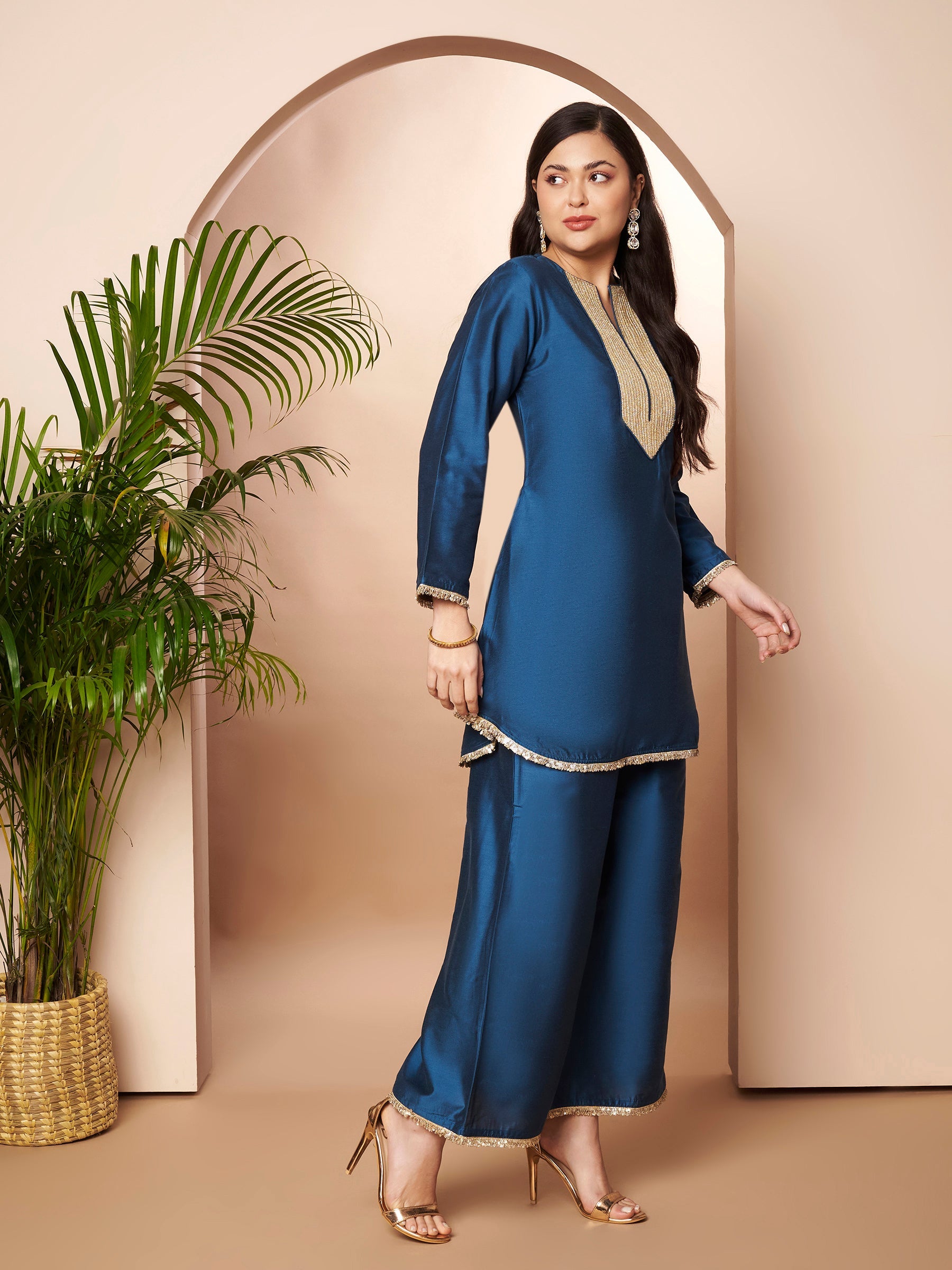 Women's BlueTraditional Wear Co-ords-AHTUPZ-COMBO-1168