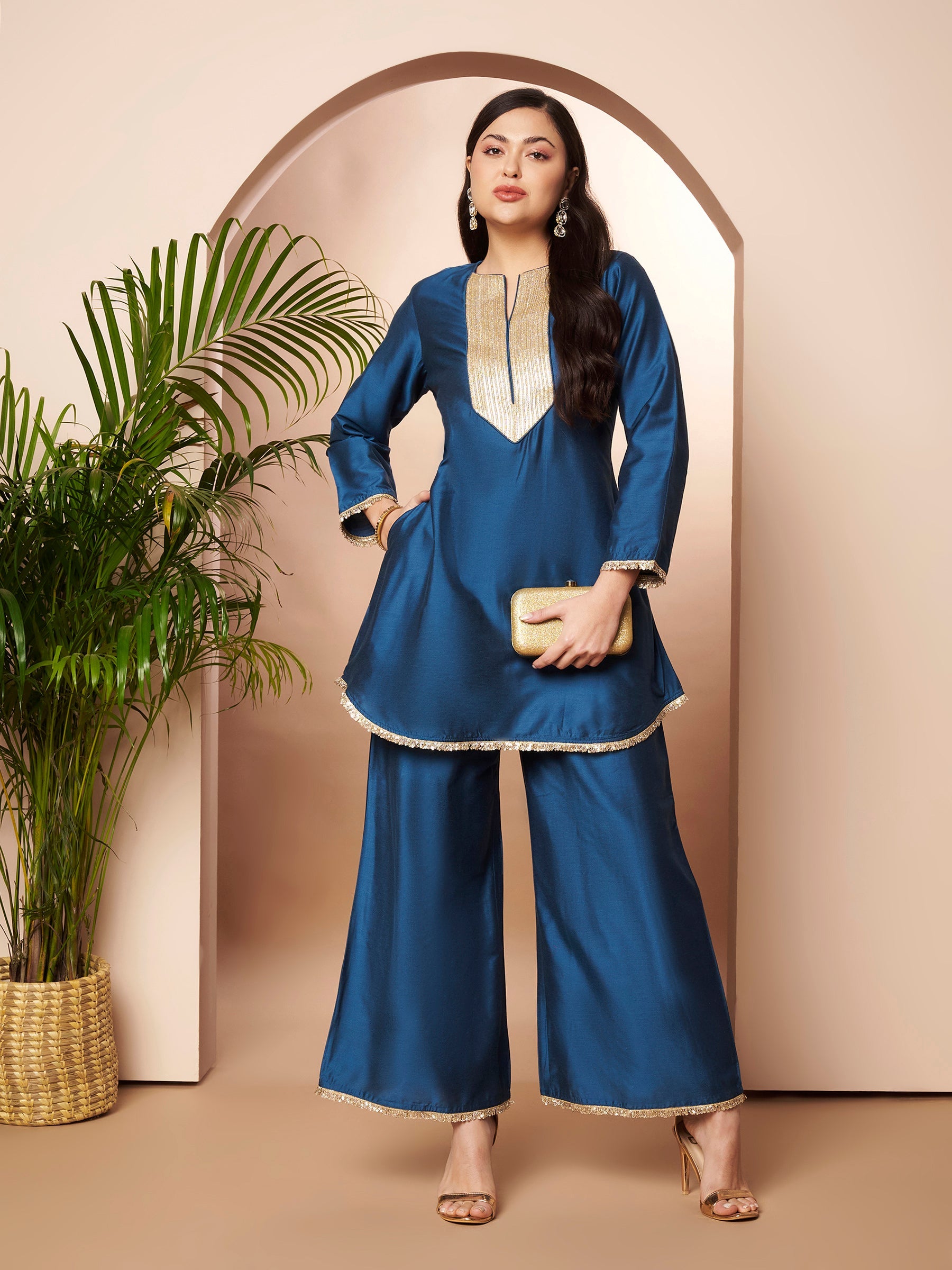 Women's BlueTraditional Wear Co-ords-AHTUPZ-COMBO-1168