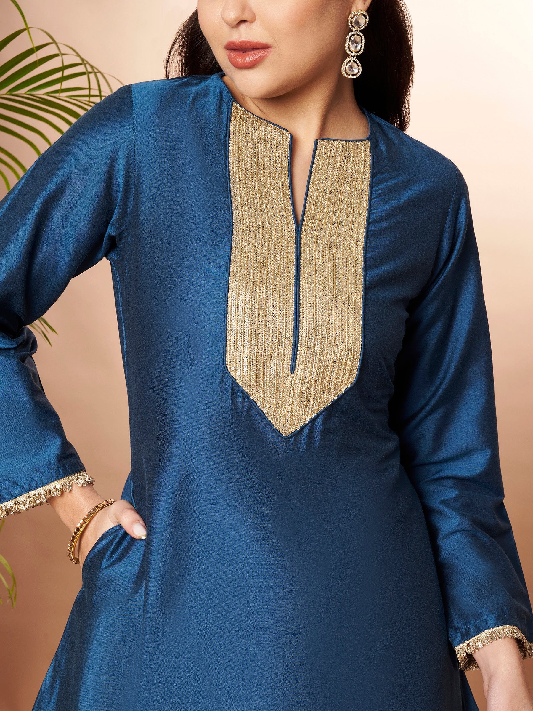 Women's BlueTraditional Wear Co-ords-AHTUPZ-COMBO-1168