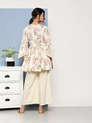 Beige & Pink Floral Print Co-Ords-AHTUPZ-COMBO-610-ICH