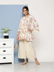 Beige & Pink Floral Print Co-Ords-AHTUPZ-COMBO-610-ICH