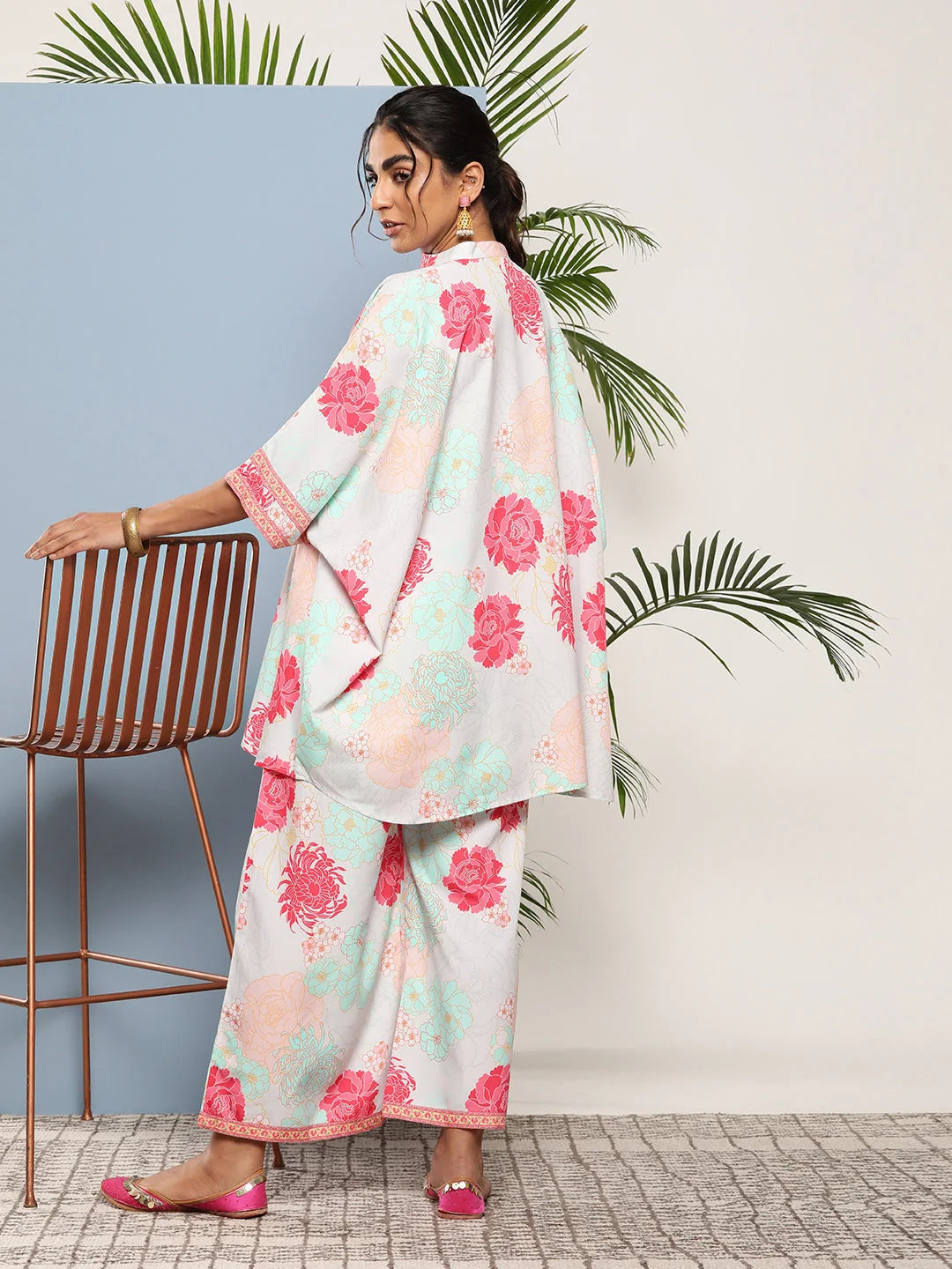 Floral Co-ord Sets Women: Sea Green & Pink Two Piece Sets