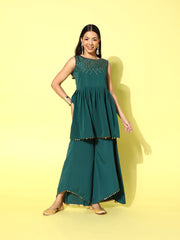Green Printed Tunic with Palazzos-AHTUPZ-COMBO-683