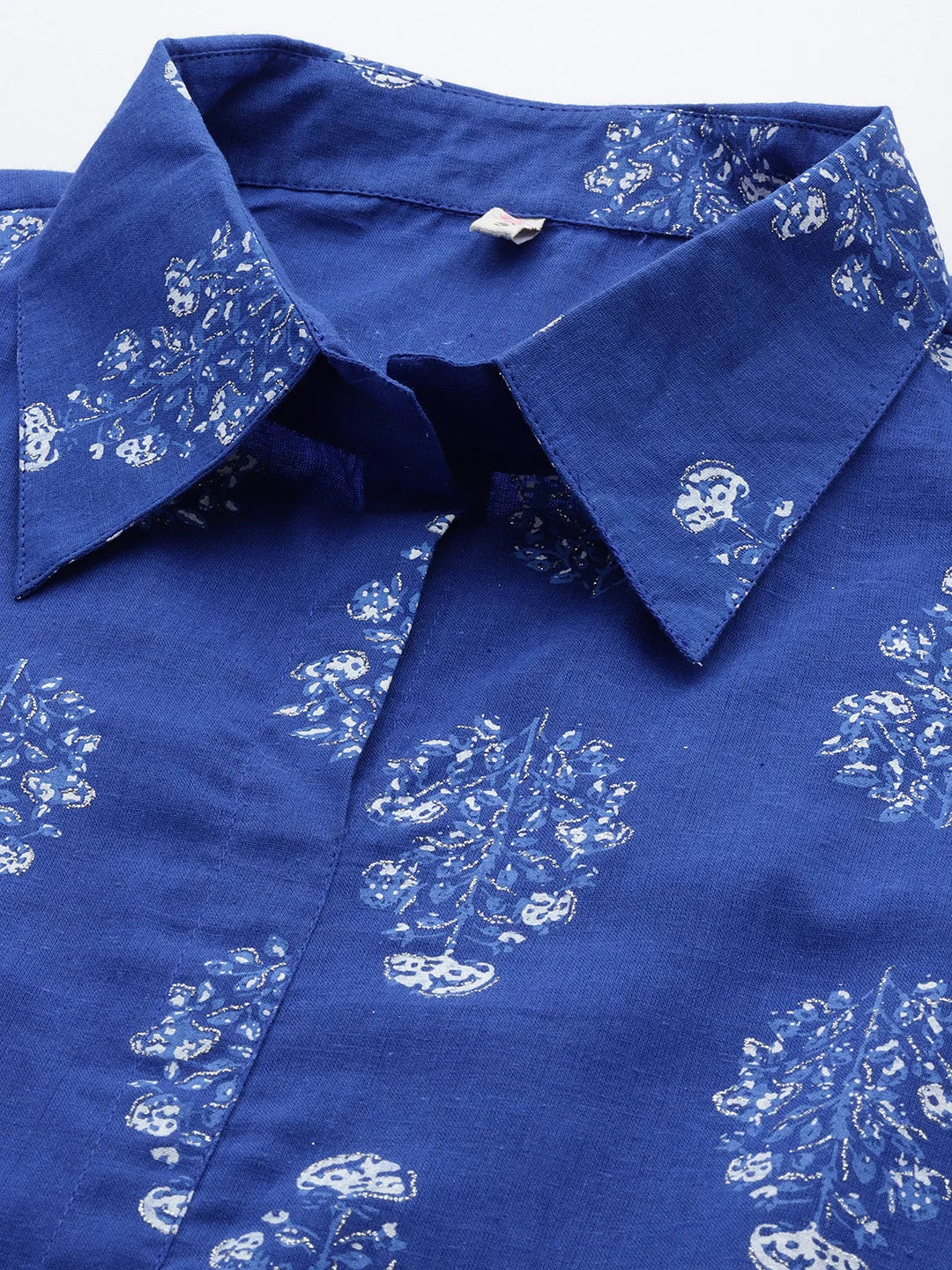 Blue Cotton Printed Tunic & Palazzos - Two Piece Sets