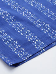 Blue Printed Pure Cotton Tunic With Palazzos-AHTUPZ-COMBO-710