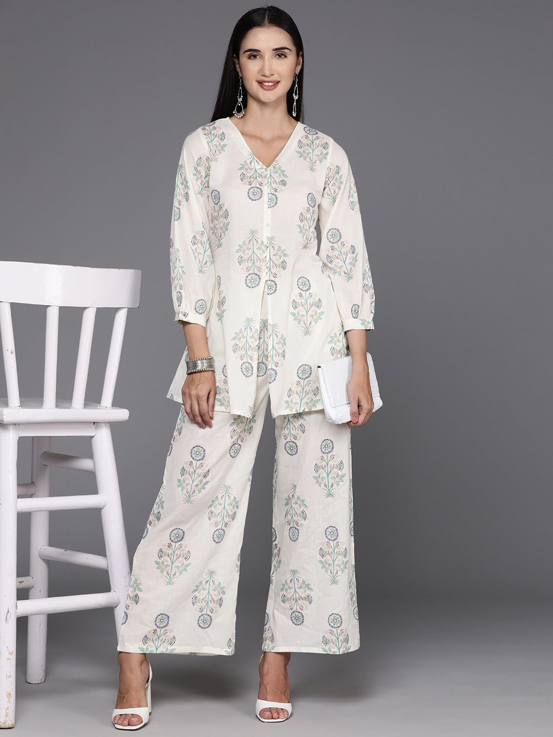Printed Cotton Tunic with Palazzos | Kurta and Palazzo Set