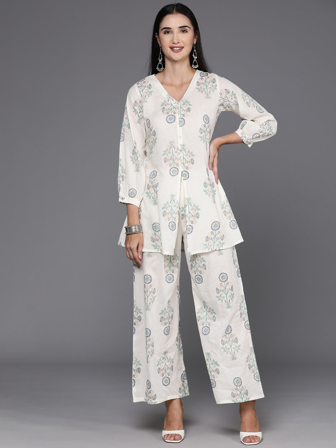 Printed Cotton Tunic with Palazzos | Kurta and Palazzo Set