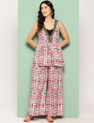 Multi Colour Printed Ethnic Tunic with Palazzos-AHTUPZ-COMBO-796-ICH