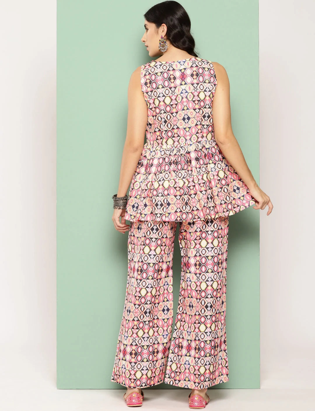 Multicolor Printed Tunic and Palazzos Set | Co-ord Sets Women