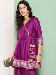 Purple Printed Ethnic Tunic with Palazzos-AHTUPZ-COMBO-802-ICH