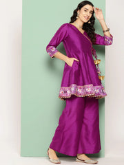 Purple Printed Ethnic Tunic with Palazzos-AHTUPZ-COMBO-802-ICH