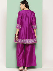 Purple Printed Ethnic Tunic with Palazzos-AHTUPZ-COMBO-802-ICH