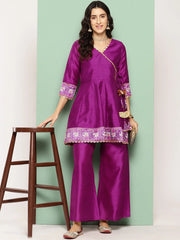 Purple Printed Ethnic Tunic with Palazzos-AHTUPZ-COMBO-802-ICH