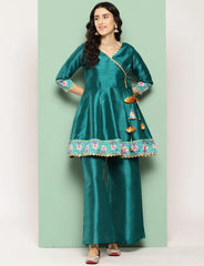Green Printed Ethnic Tunic with Palazzos-AHTUPZ-COMBO-803-ICH