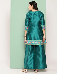 Green Printed Ethnic Tunic with Palazzos-AHTUPZ-COMBO-803-ICH