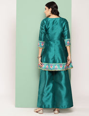 Green Printed Ethnic Tunic with Palazzos-AHTUPZ-COMBO-803-ICH