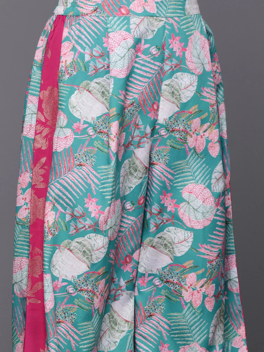 Women's Printed Palazzo Pants Set - Ethnic Tunic & Palazzos