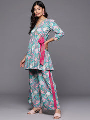Women Printed Tunic with Palazzos-AHTUPZ-COMBO-816