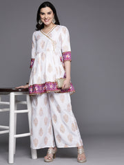 Ethnic Motifs Printed Angrakha Gotta Patti Kurti with Palazzos-AHTUPZ-COMBO-930