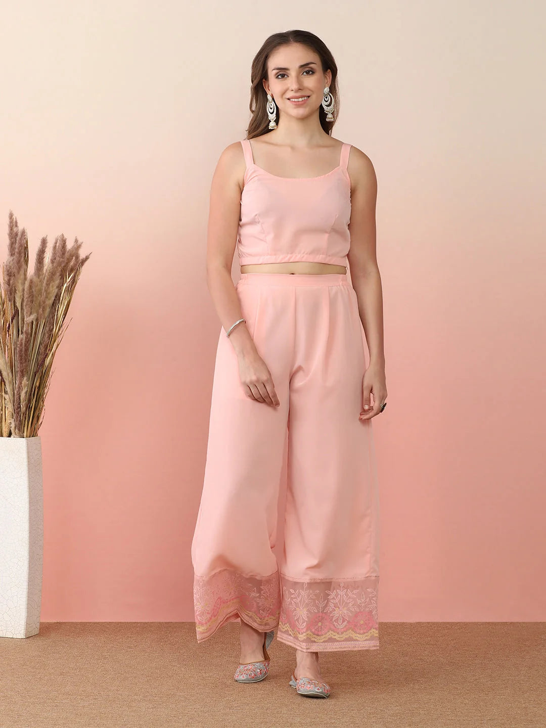 Chic Pink Printed Two Piece Sets with Jacket | Co Ord Sets