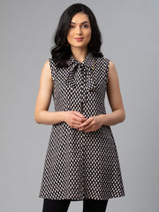 Black Viscose Rayon Printed Tunic-AHTURYWX-8044
