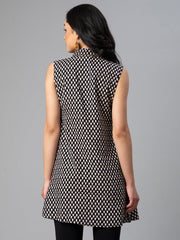 Black Viscose Rayon Printed Tunic-AHTURYWX-8044
