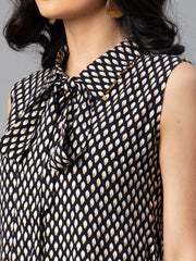 Black Viscose Rayon Printed Tunic-AHTURYWX-8044