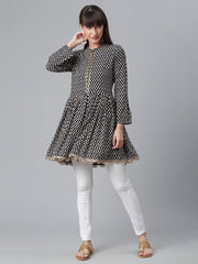 Black Viscose Rayon Printed Tunic-AHTURYWX-8046