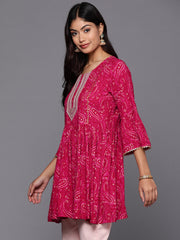Pink Printed Ethnic Tunic-AHTURYWX-8168-EMB-OA
