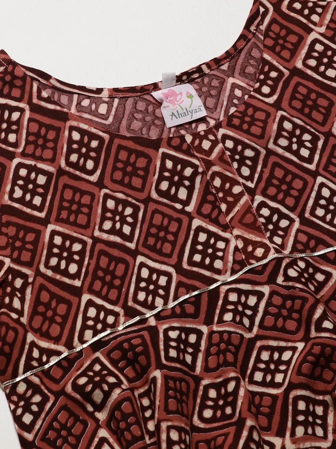 Maroon & Beige Printed Tunic - Indian Kurta for Ladies