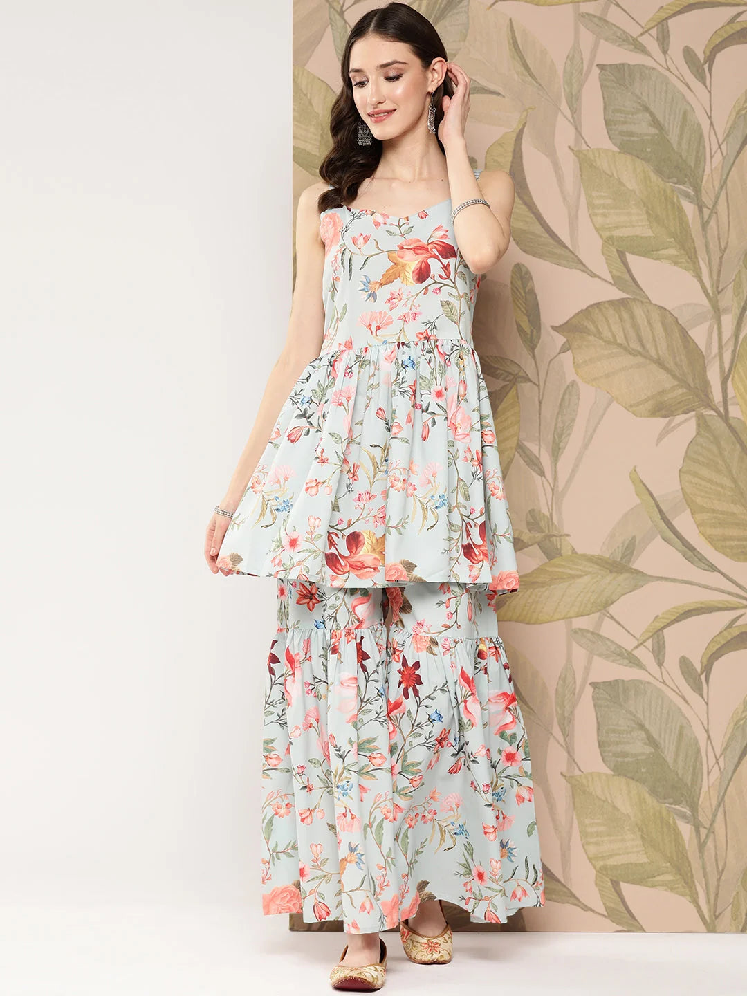 Floral Sharara Set for Women | Printed Kurti with Sharara Suits