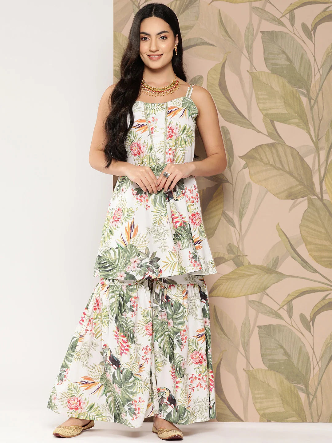 Floral Printed Kurti with Sharara | Designer Sharara Suits Online
