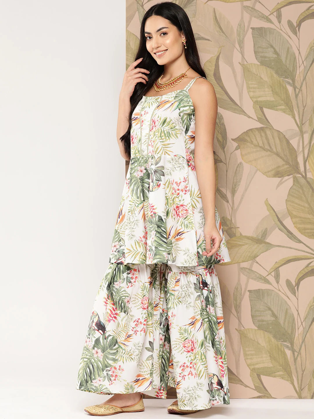 Floral Printed Kurti with Sharara | Designer Sharara Suits Online