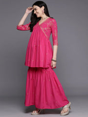 Women's Ethnic Motifs Printed Empire Sharara Set-AHTUSH-COMBO-869