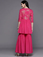 Women's Ethnic Motifs Printed Empire Sharara Set-AHTUSH-COMBO-869