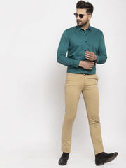 Indian Needle Teal Blue Formal Shirt with black detailing