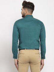Indian Needle Teal Blue Formal Shirt with black detailing