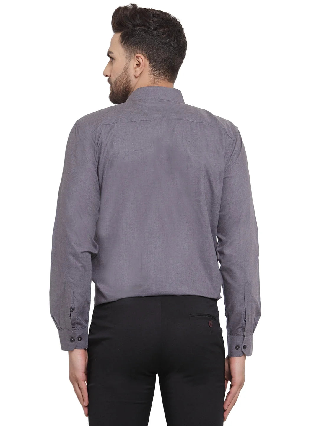 Indian Needle Mens Formal Shirts: Charcoal Grey Cotton Shirt