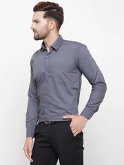 Indian Needle Men's Cotton Solid Grey Formal Shirt's