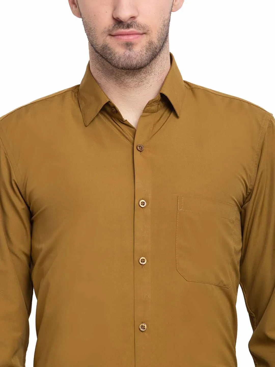 Mustard Cotton Formal Shirts - Indian Needle Mens Shirt Style