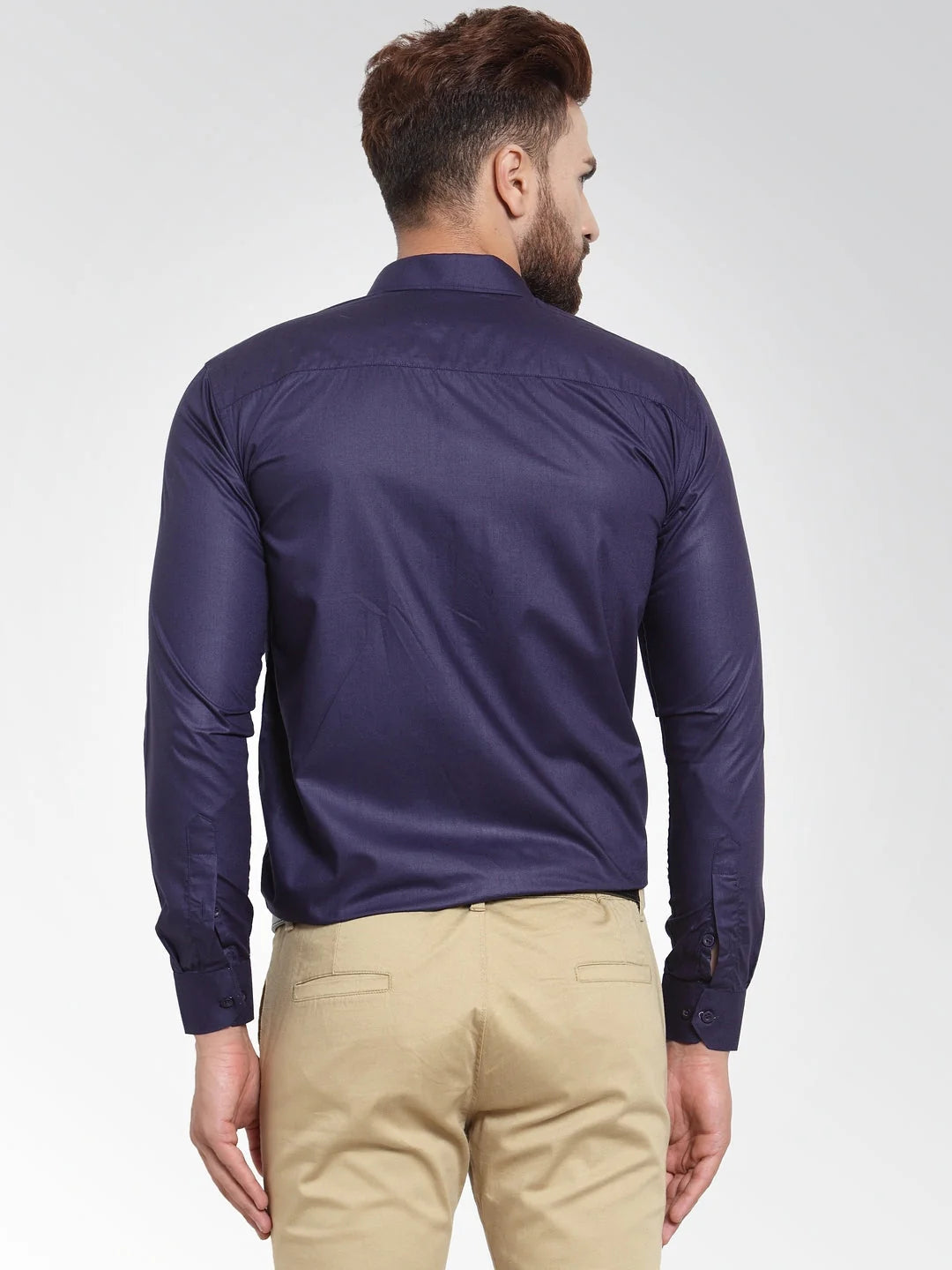 Navy Blue Cotton Mens Shirt - Indian Needle Formal Shirts