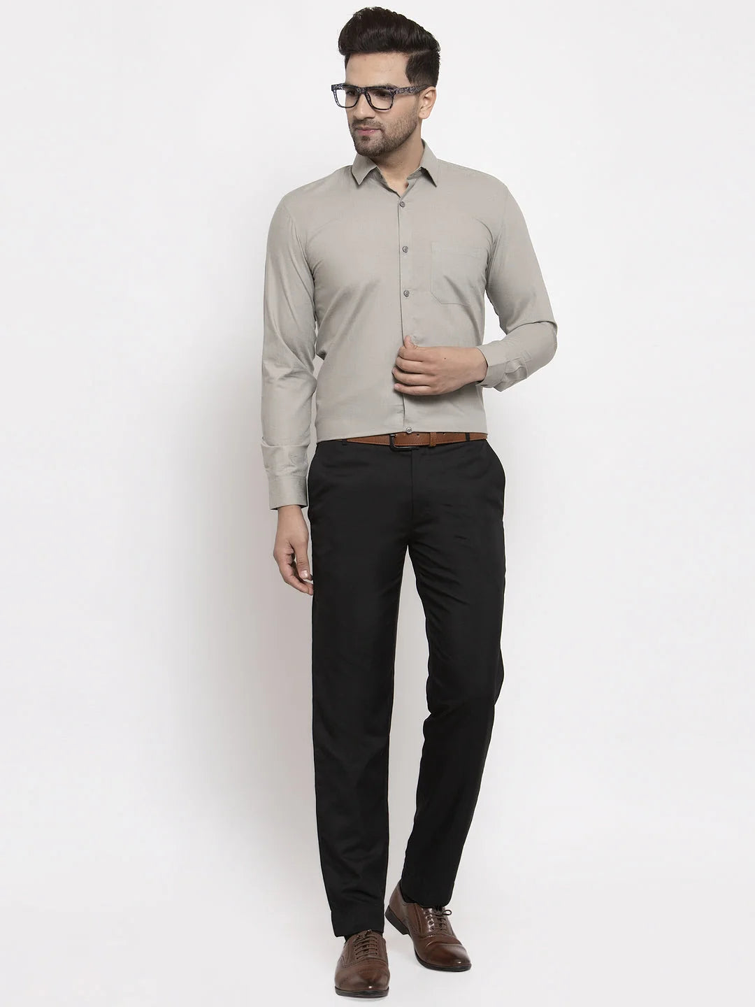 Steel Grey Cotton Mens Shirt - Indian Needle Formal Shirts