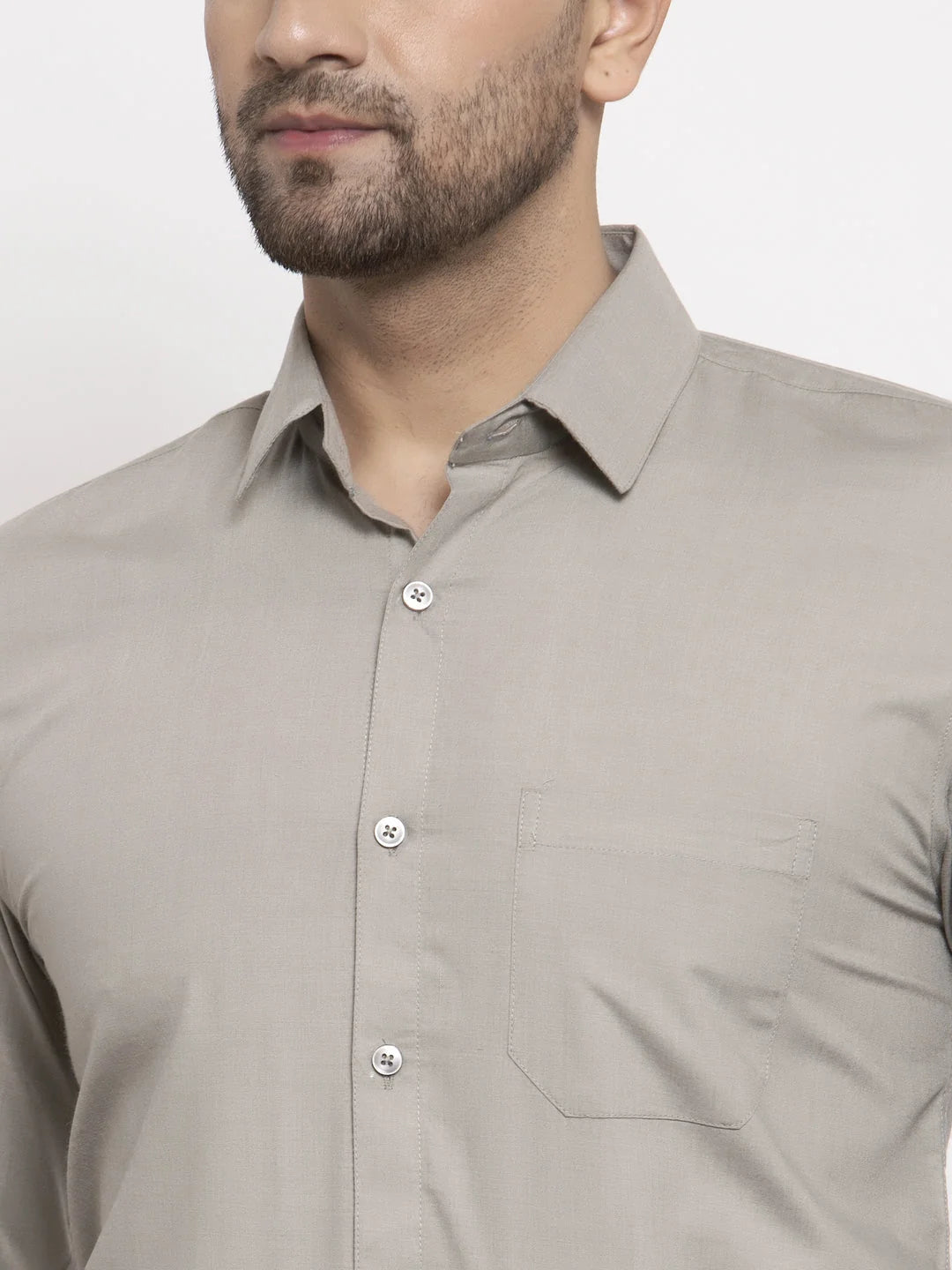 Steel Grey Cotton Mens Shirt - Indian Needle Formal Shirts
