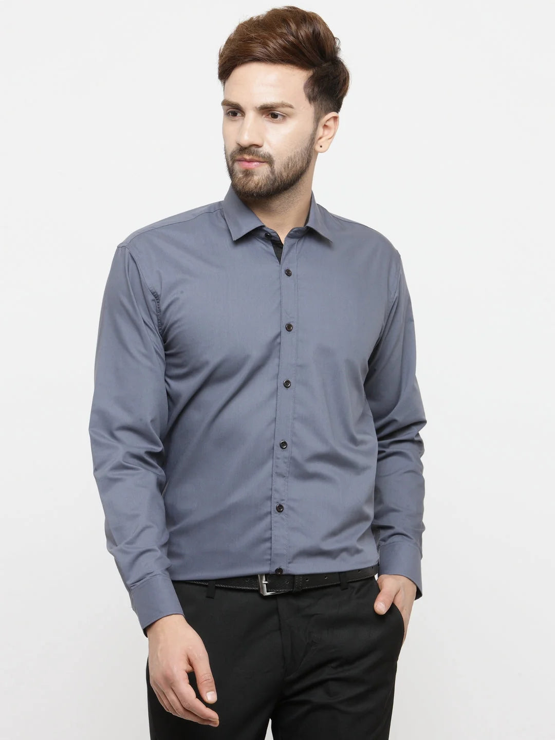 Indian Needle Grey Formal Shirts - Cotton Mens Shirt