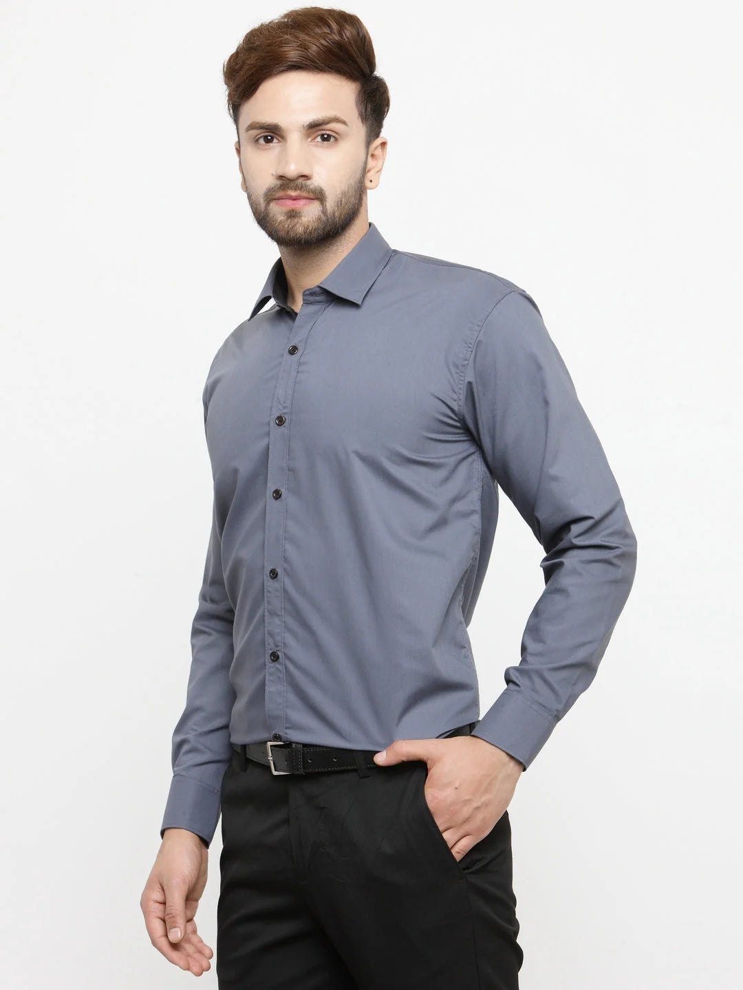 Indian Needle Grey Formal Shirts - Cotton Mens Shirt