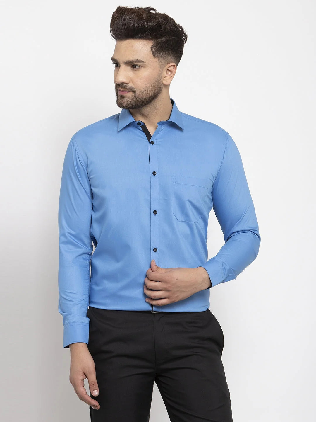 Light Blue Formal Shirts- Indian Needle Cotton Mens Shirt