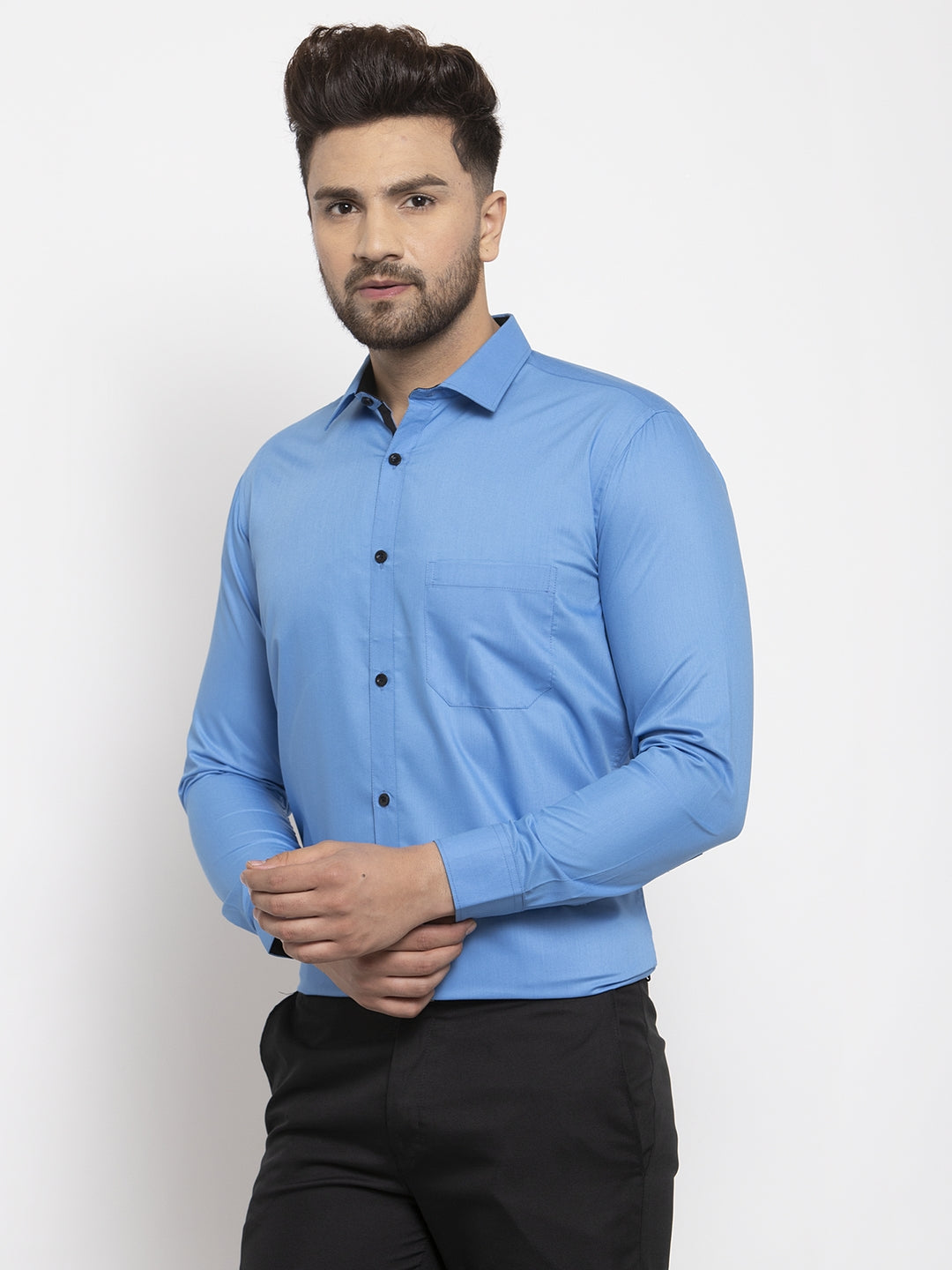 Light Blue Formal Shirts- Indian Needle Cotton Mens Shirt