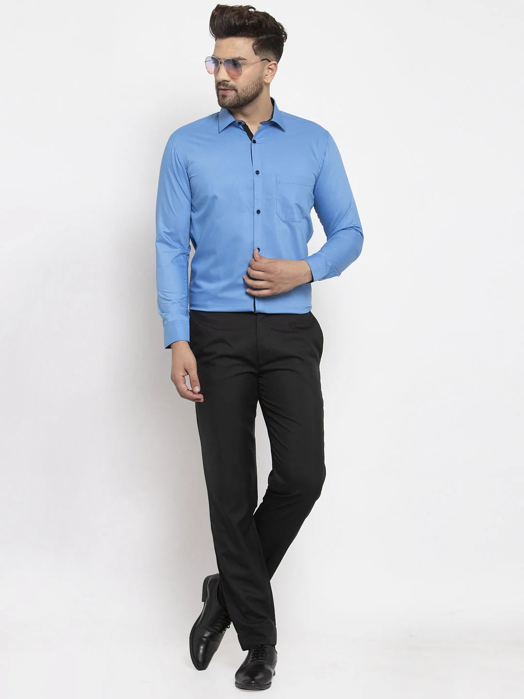 Light Blue Formal Shirts- Indian Needle Cotton Mens Shirt